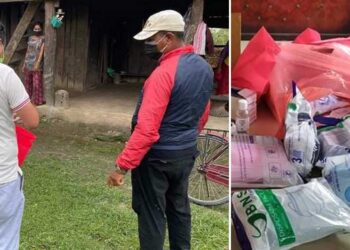 बराहक्षेत्र ३ का वडाध्यक्ष स्वास्थ सामग्रीसहित संक्रमितको घरघरमा